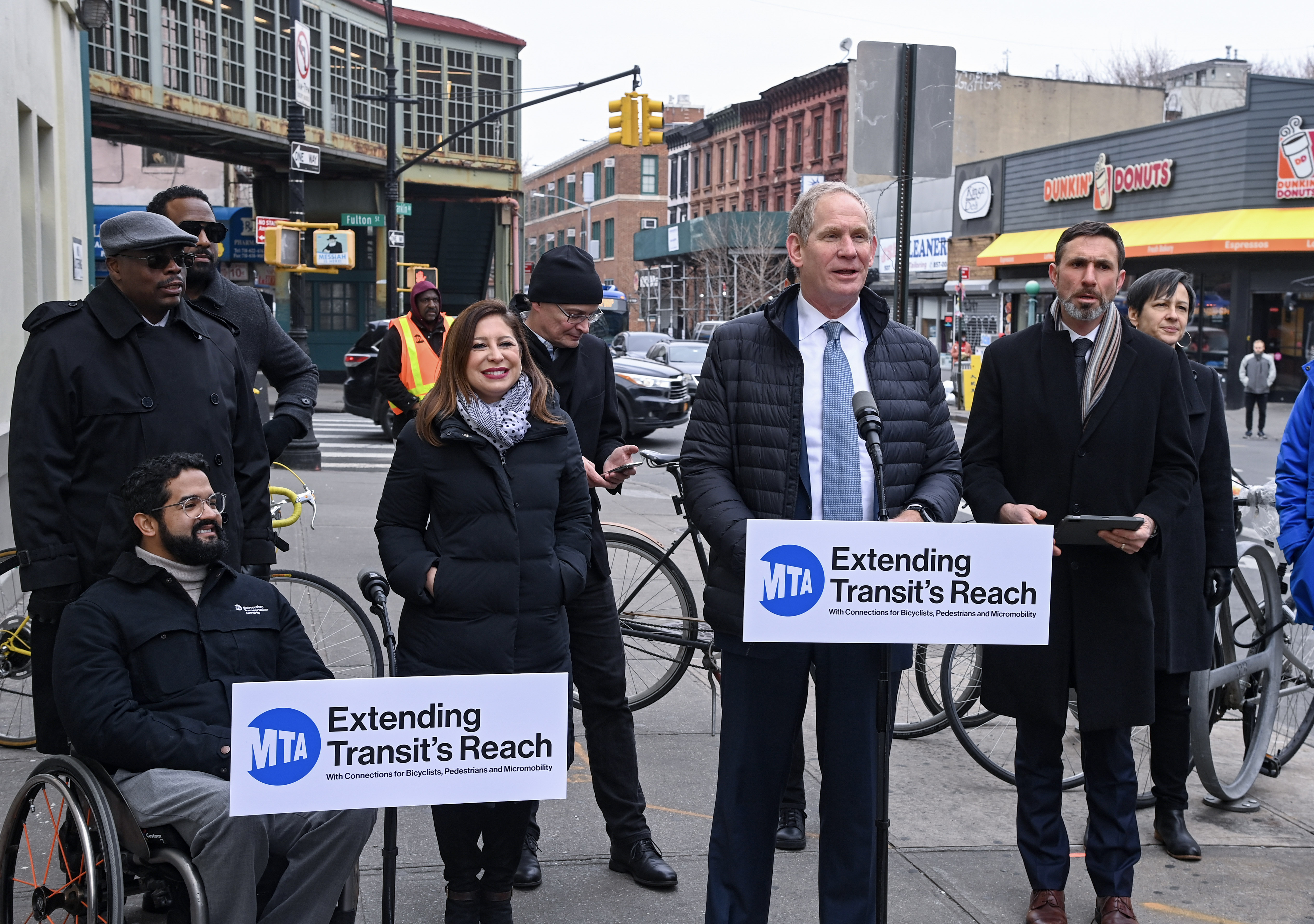Picture of MTA's January 2023 press conference announcing Strategic Mobility Plan 