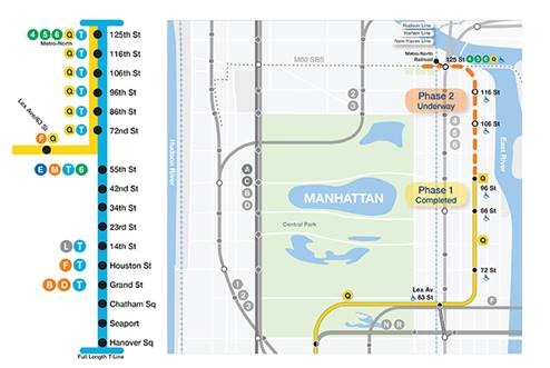 Map of the Second Avenue Subway Phase 2 Route