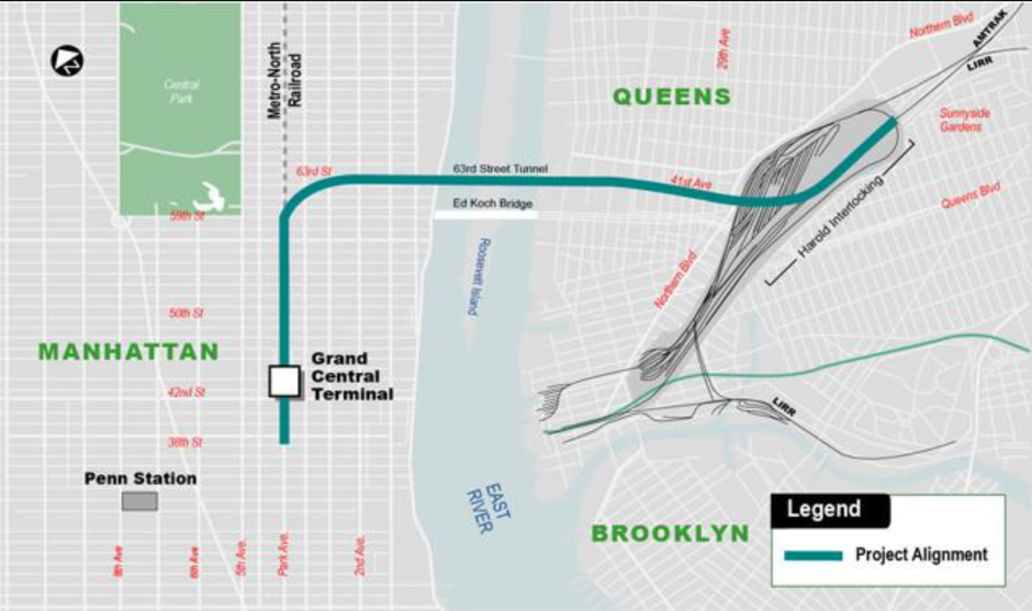 A map of the East Side Access project area